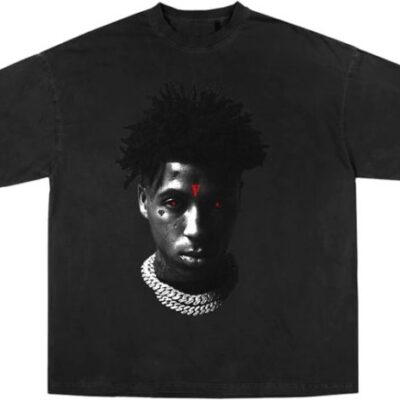 YoungBoy NBA x Vlone Reaper Child White Tee black front