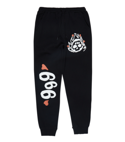 999 Club Burning Hearts Sweatpants Black