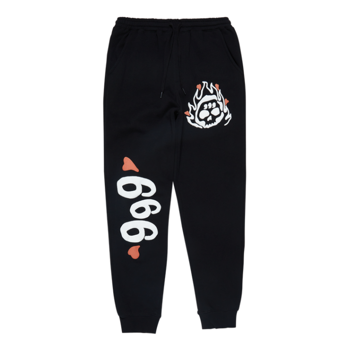 999 Club Burning Hearts Sweatpants Black