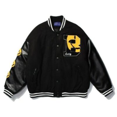 A$AP Rocky AWGE Smiley Kaptial Acid Varsity Jacket – Black