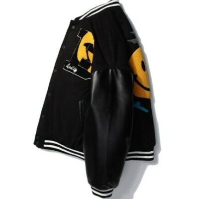 A$AP Rocky AWGE Smiley Kaptial Acid Varsity Jacket – Black