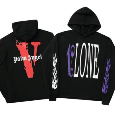 New VLONE Palm Angel Hip Hop Hoodie Black Red