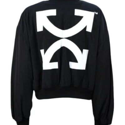 Off-White Cropped Varsity Bomber Jacket – Black