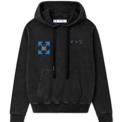 Off-White Dover Street Market Covered in Blue Fluro Hues Hoodie – Black