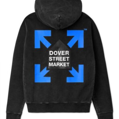 Off-White Dover Street Market Covered in Blue Fluro Hues Hoodie – Black