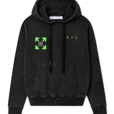 Off-White Dover Street Market Covered in Green Fluro Hues Hoodie – Black