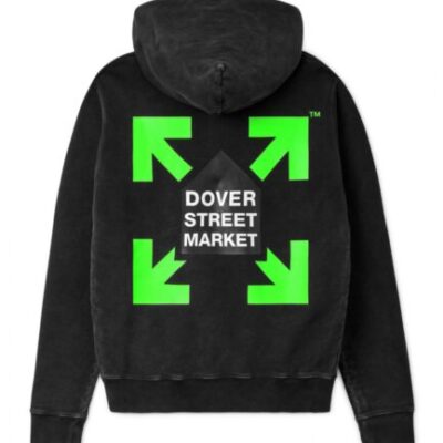 Off-White Dover Street Market Covered in Green Fluro Hues Hoodie – Black