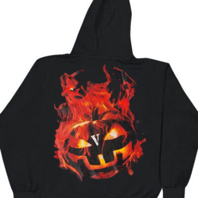 Vlone Halloween Flaming Pumpkin Hoodie – Black