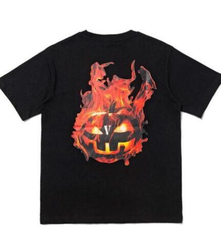 Vlone Halloween Flaming Pumpkin Tee – Black