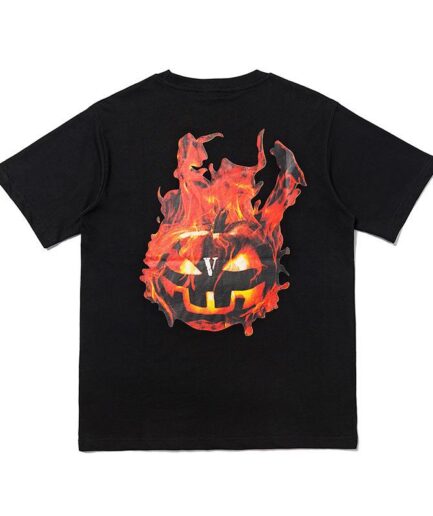 Vlone Halloween Flaming Pumpkin Tee – Black Vlone Halloween Flaming Pumpkin Tee – Black
