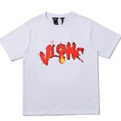 Vlone Halloween Flaming Pumpkin Tee – White