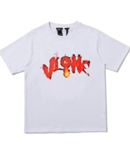 Vlone Halloween Flaming Pumpkin Tee – White
