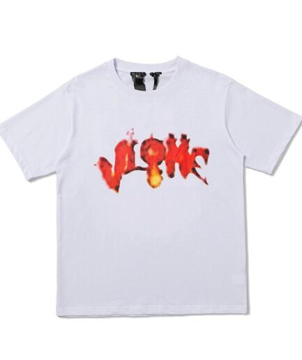 Vlone Halloween Flaming Pumpkin Tee – White Vlone Halloween Flaming Pumpkin Tee – White
